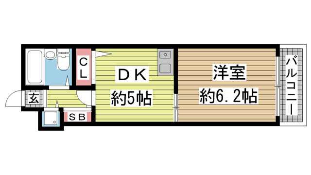 神戸市中央区神若通の賃貸物件間取画像