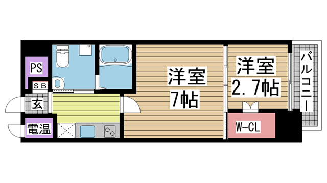 神戸市中央区吾妻通の賃貸物件間取画像