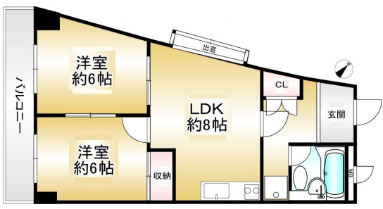 神戸市中央区布引町の賃貸物件間取画像
