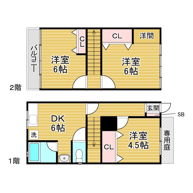 神戸市長田区大谷町の賃貸物件間取画像