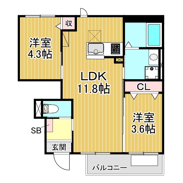 神戸市中央区坂口通の賃貸物件間取画像