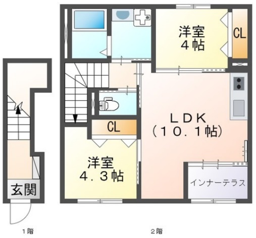 神戸市東灘区西岡本の賃貸物件間取画像