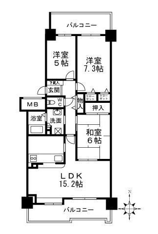 神戸市東灘区向洋町中の賃貸物件間取画像