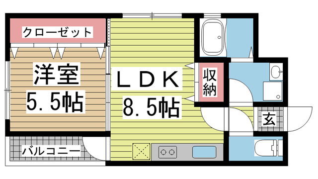 神戸市兵庫区門口町の賃貸物件間取画像