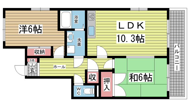 神戸市東灘区北青木の賃貸物件間取画像