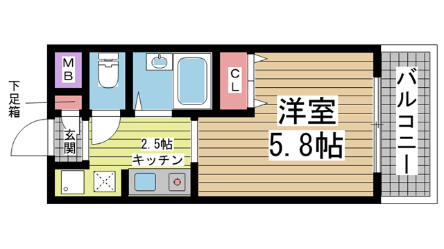 神戸市東灘区田中町の賃貸物件間取画像