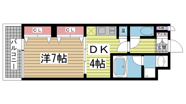 神戸市中央区琴ノ緒町の賃貸物件間取画像