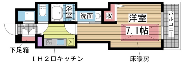 神戸市中央区楠町の賃貸物件間取画像