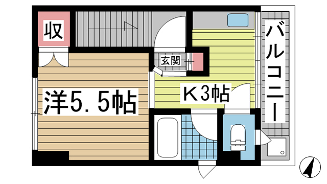 神戸市中央区中山手通の賃貸物件間取画像