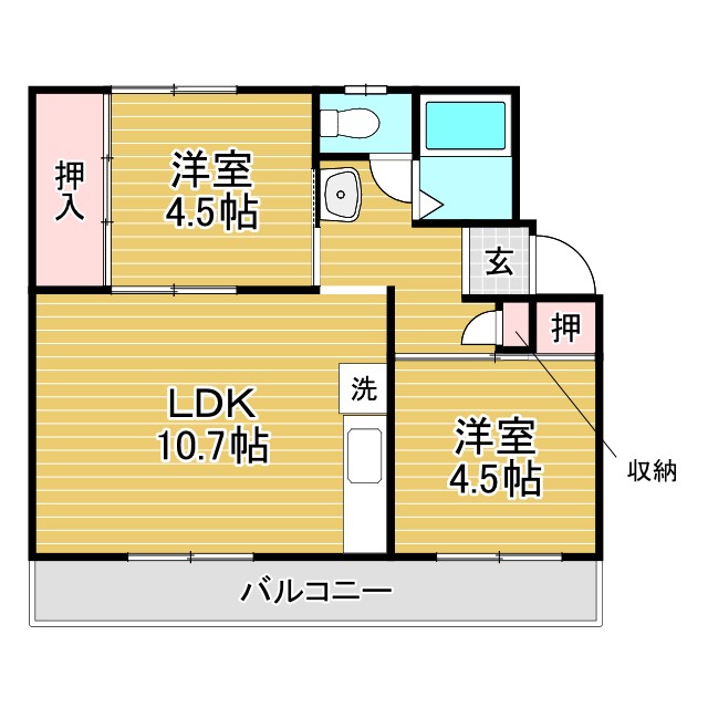 神戸市北区君影町の賃貸物件間取画像