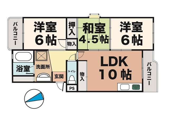 神戸市垂水区名谷町の賃貸物件間取画像