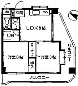 神戸市灘区城の下通の賃貸物件間取画像