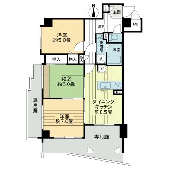 神戸市東灘区本山北町の賃貸物件間取画像