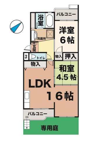 神戸市垂水区名谷町の賃貸物件間取画像