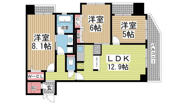 神戸市中央区元町通の賃貸物件間取画像