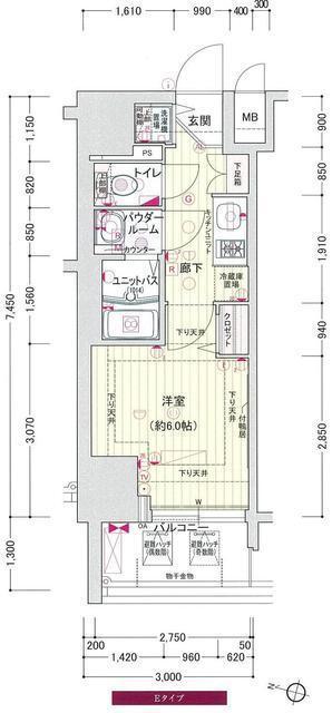 神戸市中央区琴ノ緒町の賃貸物件間取画像