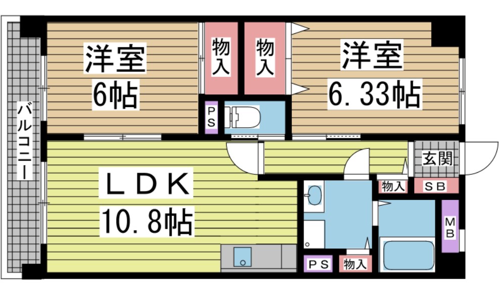 神戸市東灘区御影石町の賃貸物件間取画像