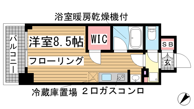 神戸市中央区古湊通の賃貸物件間取画像