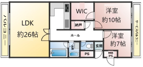 神戸市東灘区住吉本町の賃貸物件間取画像