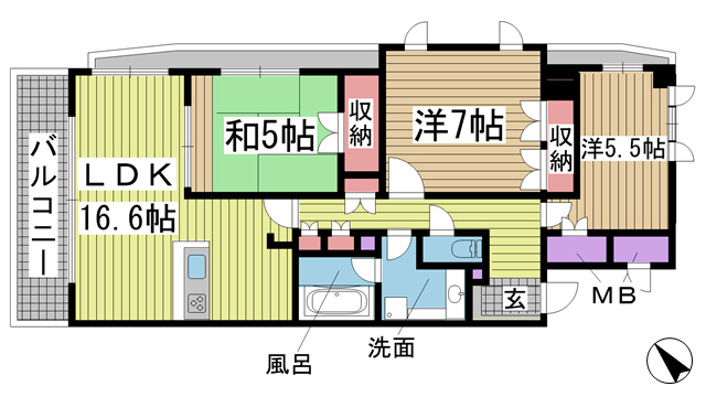 神戸市中央区磯辺通の賃貸物件間取画像