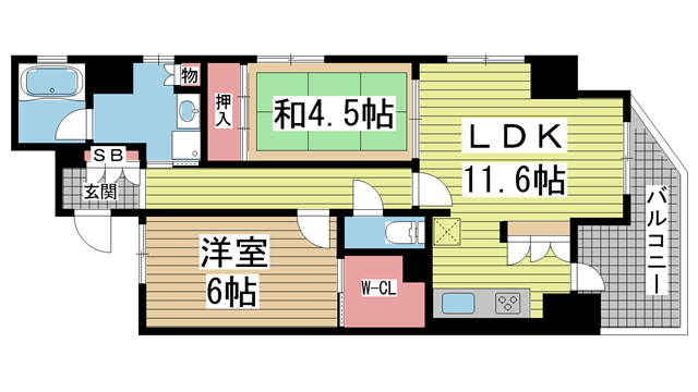 神戸市中央区元町通の賃貸物件間取画像