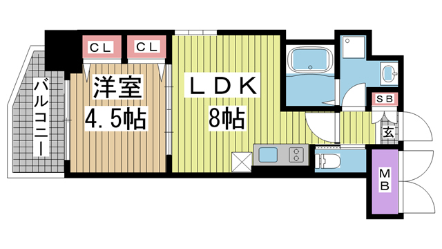 神戸市中央区加納町の賃貸物件間取画像