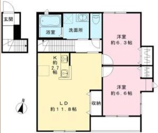 神戸市東灘区岡本の賃貸物件間取画像