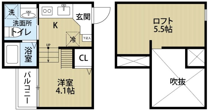 神戸市兵庫区西出町の賃貸物件間取画像