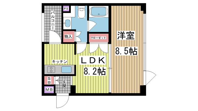 神戸市東灘区森南町の賃貸物件間取画像