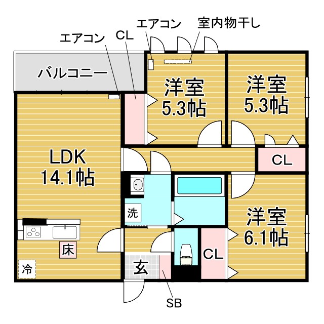 神戸市灘区高羽町の賃貸物件間取画像