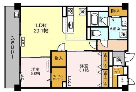 神戸市東灘区西岡本の賃貸物件間取画像