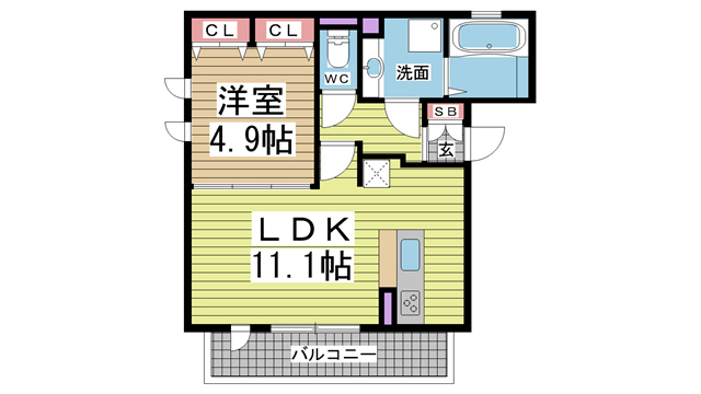 神戸市北区谷上東町の賃貸物件間取画像