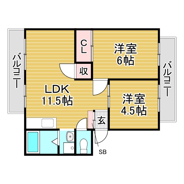 神戸市北区鈴蘭台北町の賃貸物件間取画像