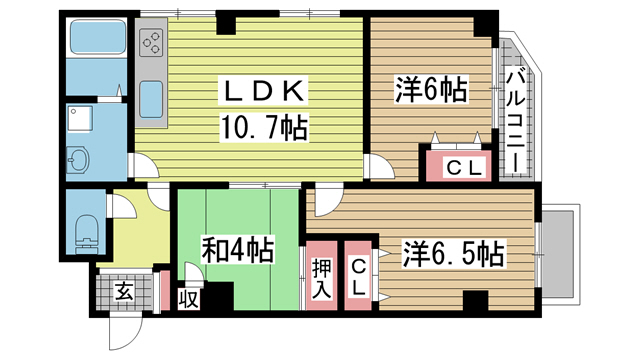 神戸市灘区船寺通の賃貸物件間取画像