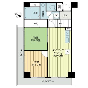 神戸市灘区水道筋の賃貸物件間取画像