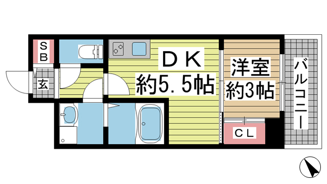 神戸市中央区海岸通の賃貸物件間取画像