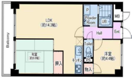 神戸市東灘区甲南町の賃貸物件間取画像