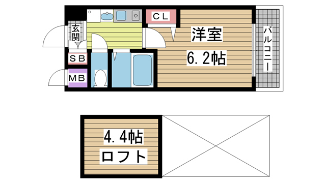 神戸市中央区脇浜町の賃貸物件間取画像