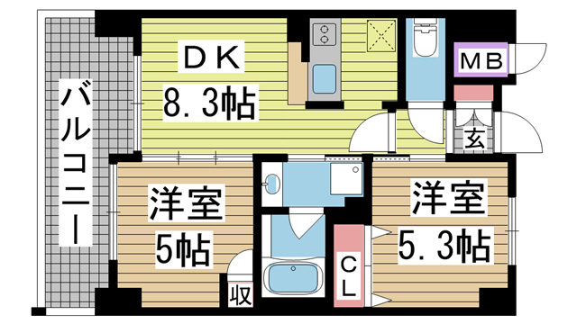 神戸市兵庫区西柳原町の賃貸物件間取画像
