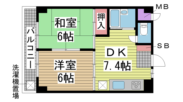 神戸市東灘区御影中町の賃貸物件間取画像