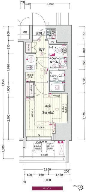 神戸市中央区琴ノ緒町の賃貸物件間取画像