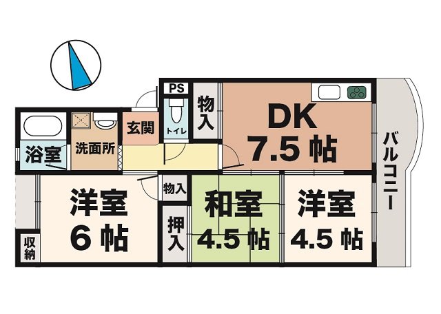 神戸市垂水区福田の賃貸物件間取画像