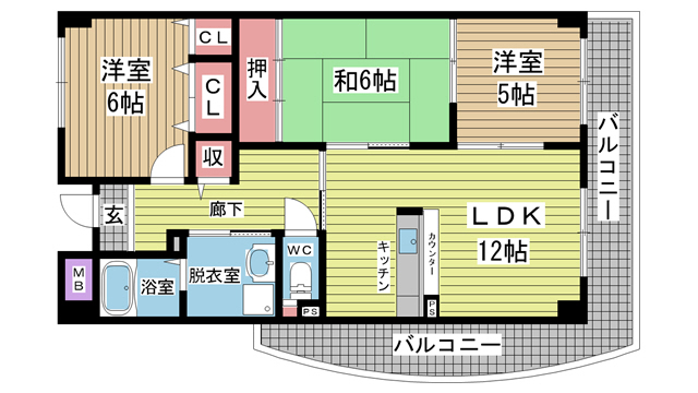 神戸市兵庫区浜崎通の賃貸物件間取画像