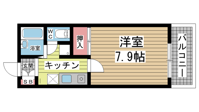 神戸市兵庫区上沢通の賃貸物件間取画像