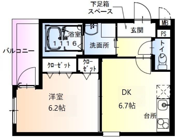 神戸市兵庫区浜中町の賃貸物件間取画像