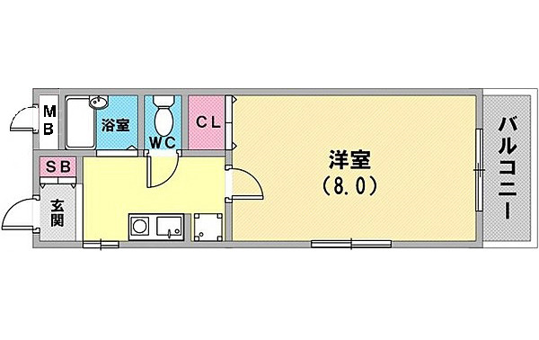 神戸市兵庫区永沢町の賃貸物件間取画像
