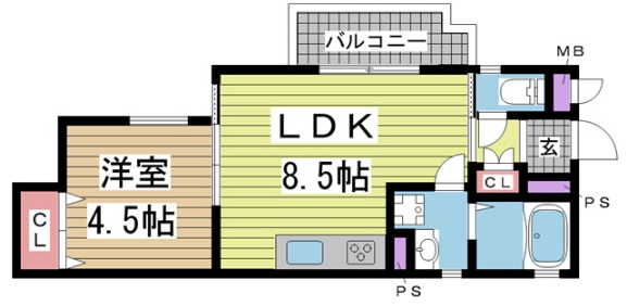神戸市長田区東尻池町の賃貸物件間取画像