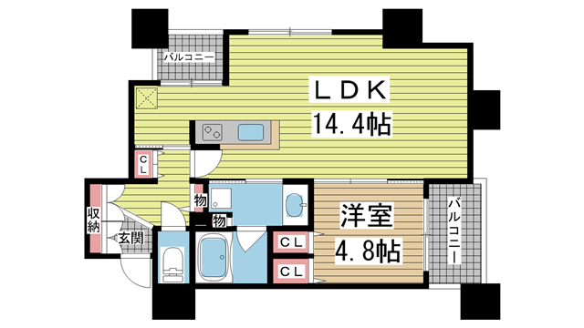 神戸市兵庫区水木通の賃貸物件間取画像