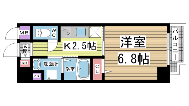 神戸市中央区割塚通の賃貸物件間取画像