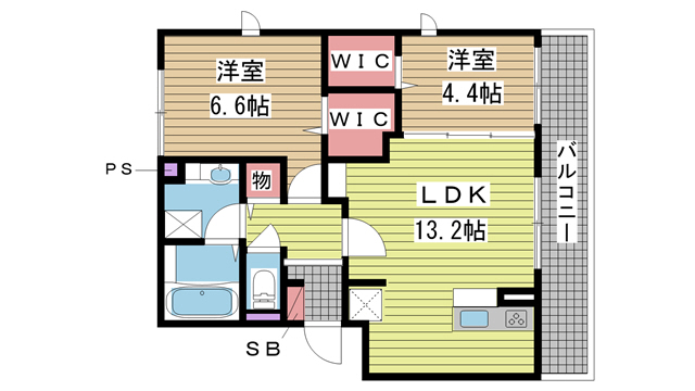 神戸市北区北五葉の賃貸物件間取画像